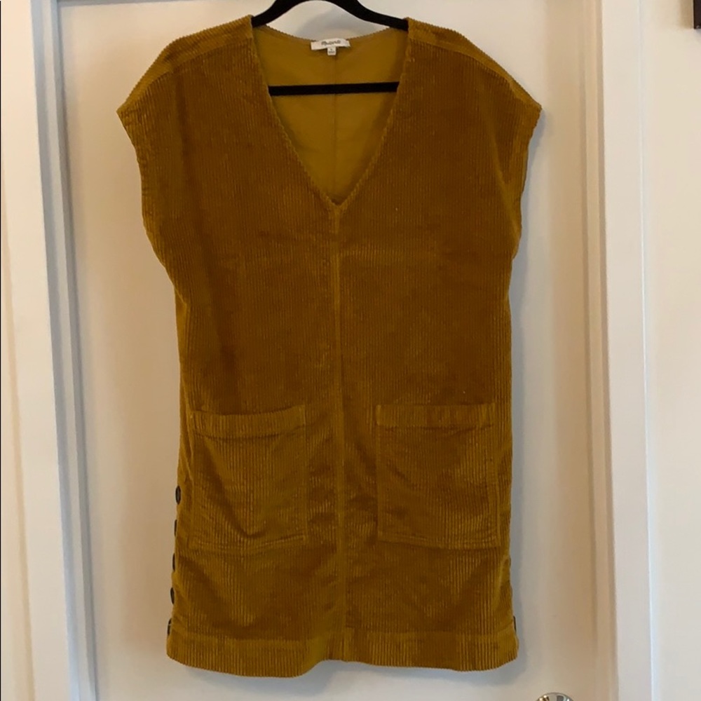 Madewell corduroy side button shift dress